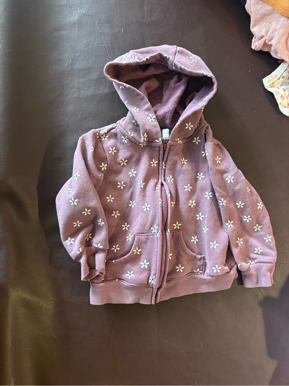 𩷠6 for $20 𩷠Kids Floral Zip-Up Hoodie - Mauve Purple